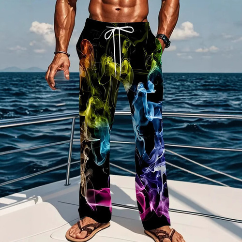 2024 Amazon Foreign Trade Cross-border Casual Versatile Color Gradient Letter Men's Casual Pants MR10