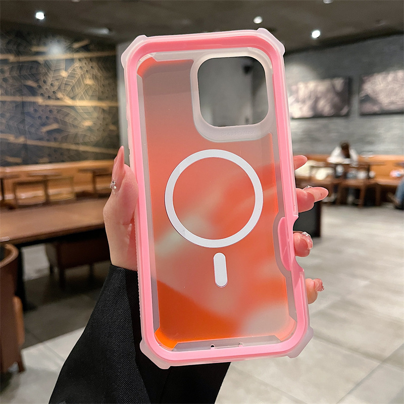 グラデーション磁気吸着宇宙シェル、Apple 17air16ProMax15P携帯電話ケース、四隅落下防止S25US24+対応|undefined