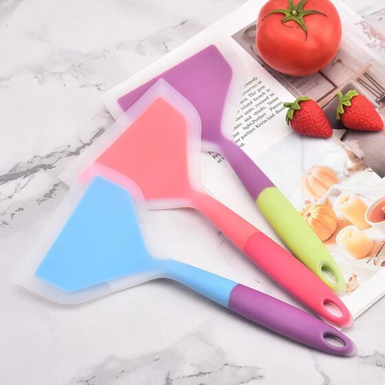 Factory in stock High Temperature Resistant Silicone Wide Mouth Pancake Pancake Translucent Jade Pot Shovel Household Kitchen Utensils