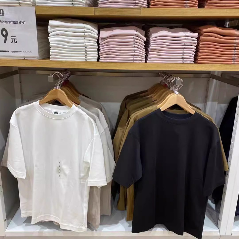 U Series Cool t Men's and Women's Summer Loose Round Neck T-Shirt Tops 465185/455359 Casual and Versatile