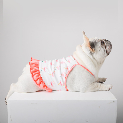 Pet clothes wholesale French bulldog Corgi Teddy strap tops pet striped vests clothes summer thin skirts