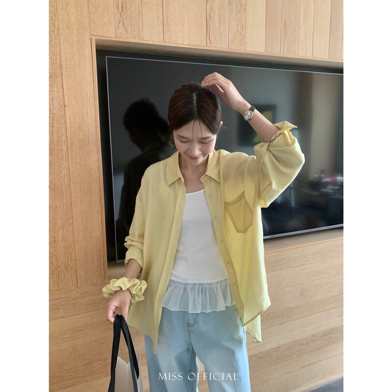 Early Spring! 【Miss Miss Home】Vest + Shirt Set for Women (with Scrunchie) 89219
