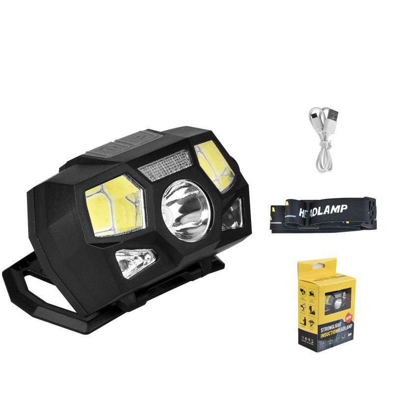 Inducción USB al aire libre carga de luz alta luz luz superbrillante led cabeza impermeable luz de pesca nocturna cabeza de plástico image 6