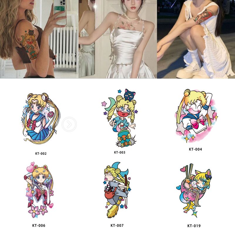 Lolita Cartoon Tattoo Stickers, Beautiful Girl Anime Flower Arm Tattoo, Waterproof and Sweat-Proof, Unisex, Trendy Ins Style