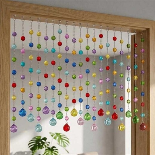 Crystal bead curtain, door curtain, partition curtain, entrance curtain, bedroom door curtain, multicolored hanging curtain