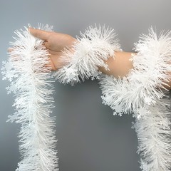 クロスボーダークリスマスデコレーションカラーストリップ白い雪の結晶 2m 暗号化された毛羽 9cm ラタン雰囲気アレンジメント