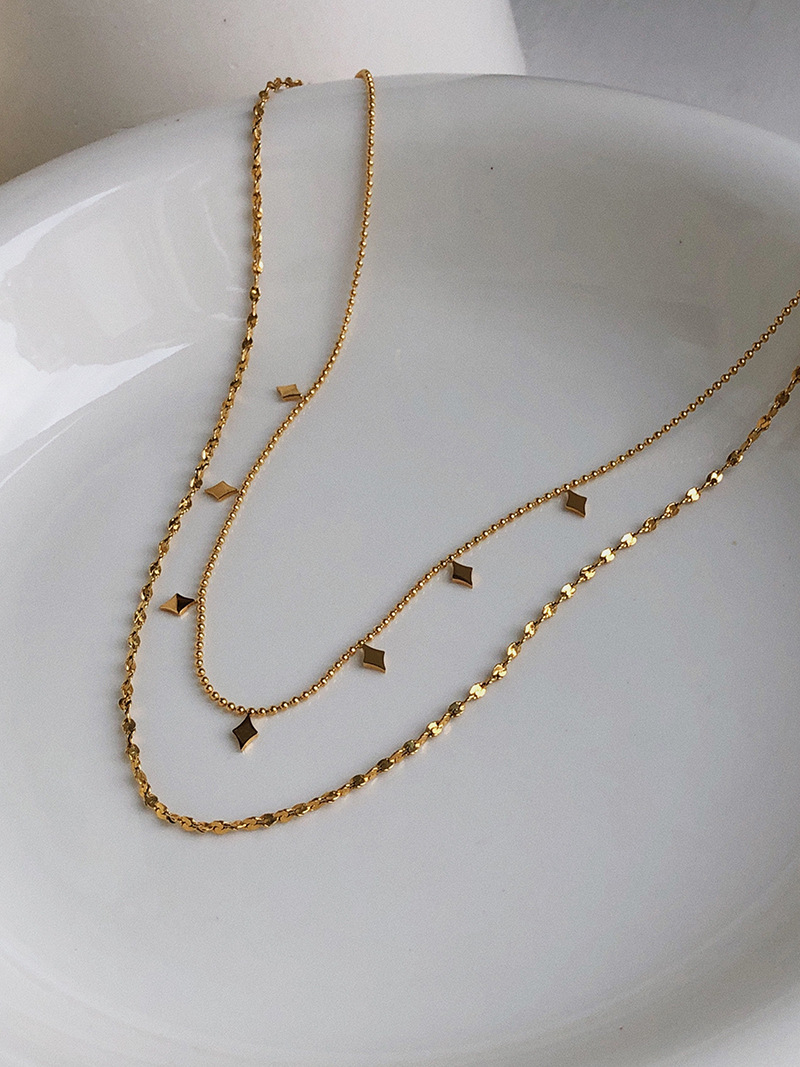 ball chain Chain Type 1 Piece Quantity Daily Occasion Titanium Steel Material Star Pattern Simple Style Star Titanium Steel Plating Layered Necklaces 1 Piece