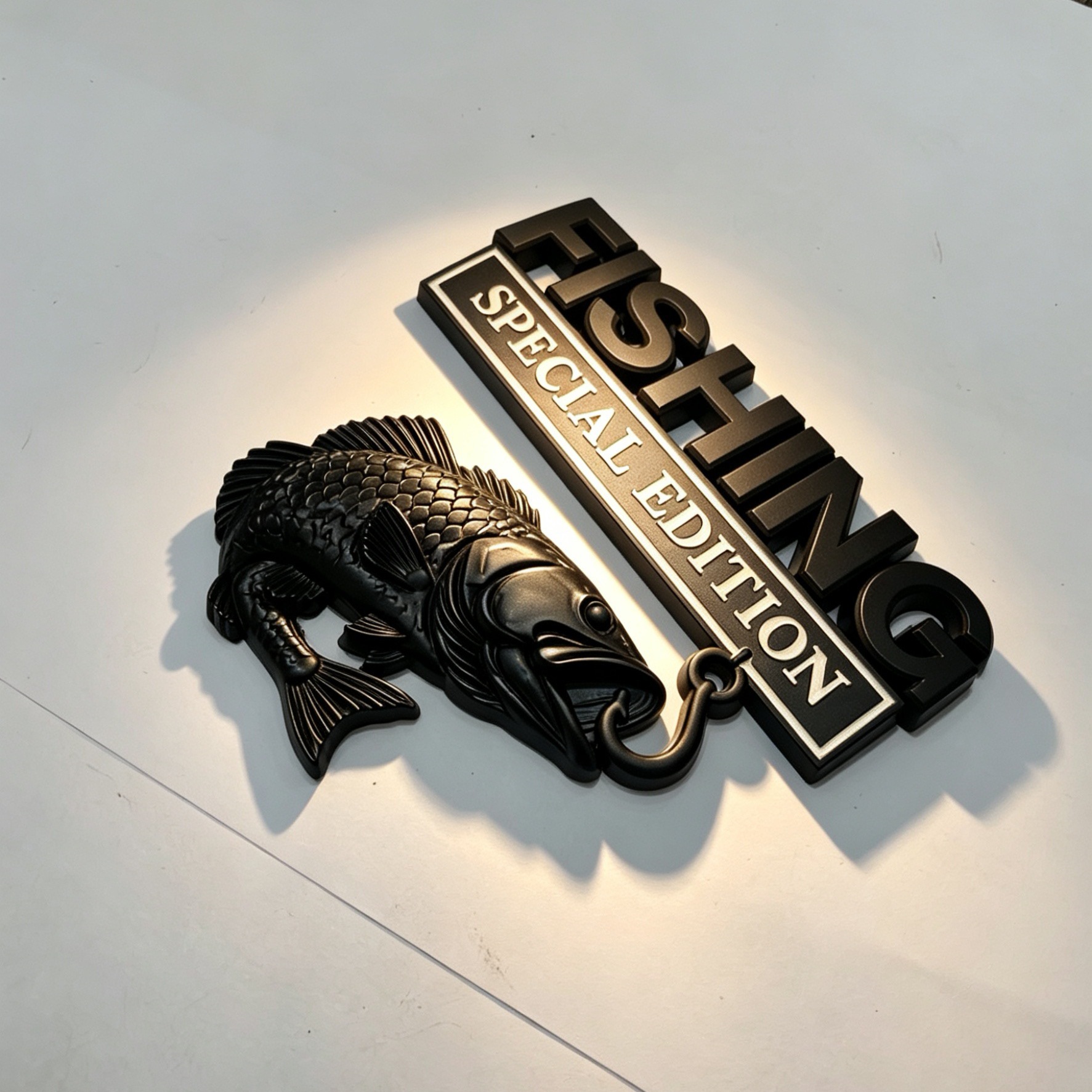 Car Logo, Automotive Emblem, Fishing Fishing Fender Emblem, Metal Edition Body Sticker, Rear Car Emblem, Fishing Car Decal