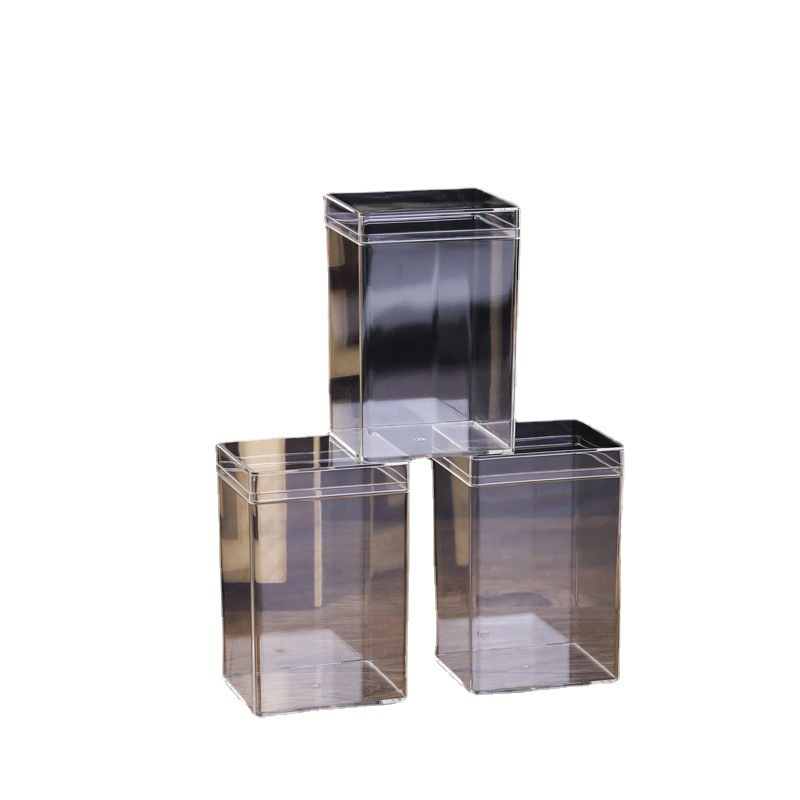 Caja rectangular de plástico transparente de alta calidad alimentaria PS caramelo galleta caramelo embalaje Lego caja de presentación a prueba de polvo