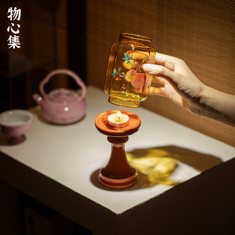 物心集新中式故宫红烛台茶道配件茶室氛围感香薰蜡烛高颜值摆件|undefined