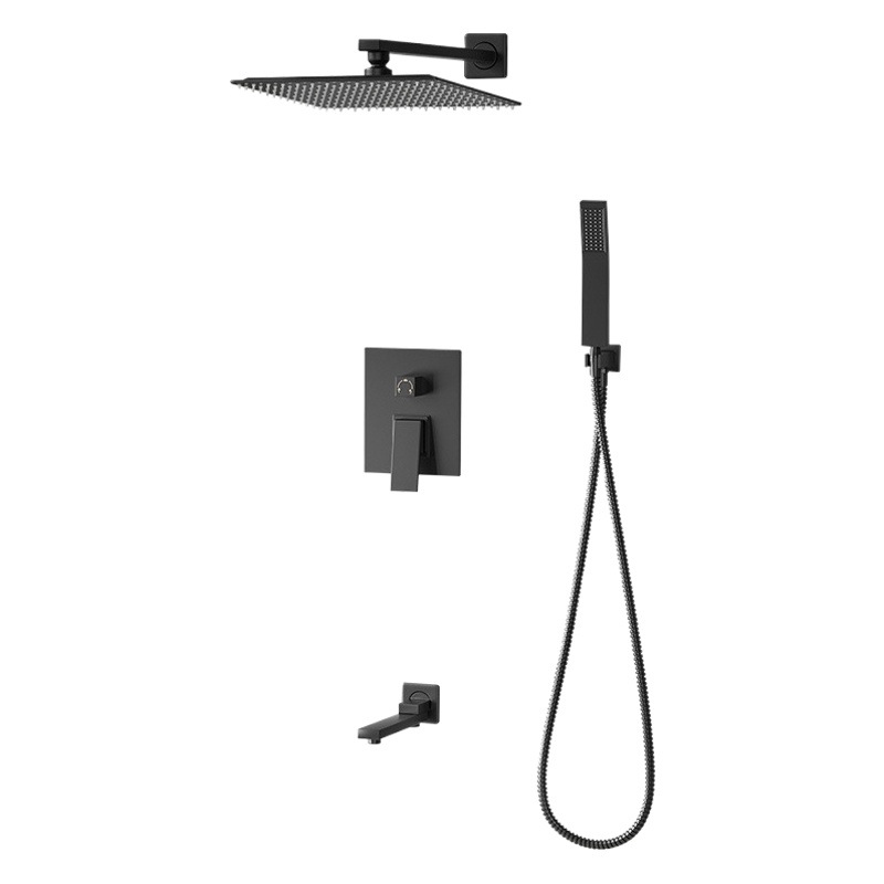 Canción de vida baño ducha oculta conjunto completo negro Hotel incrustado traje de ducha de ingeniería ducha al por mayor