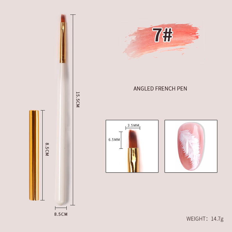 Cepillo de uñas japonés cepillo de uñas varilla de madera pluma de pintura pluma de dibujo gradiente en forma de abanico floreciente francés fototerapia pluma herramienta cepillo