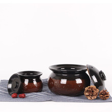 老式浓汤砂锅炖汤瓦罐煨汤江西传统炖肉熬汤粗陶陶土瓦缸杯鸽子汤