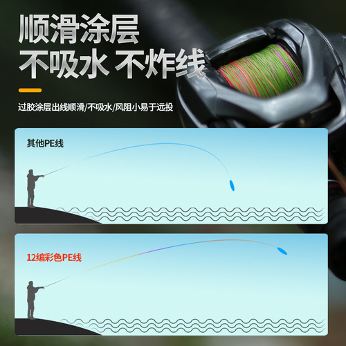 12 braid ygkpe line, colorful pe line, super smooth, strong pull, super wear-resistant, special powerful marlin line for Luya