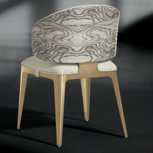 高定烤漆靠背波纹餐椅轻奢简约现代真皮椅子大平层别墅奢石餐桌椅