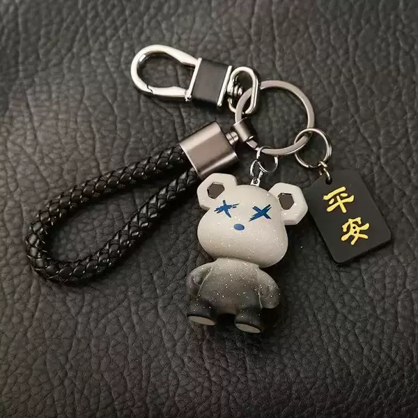 Couple Starry Sky Bear Keychain Car Pendant Cartoon Cute School Bag Pendant Exquisite Creative Couple Model