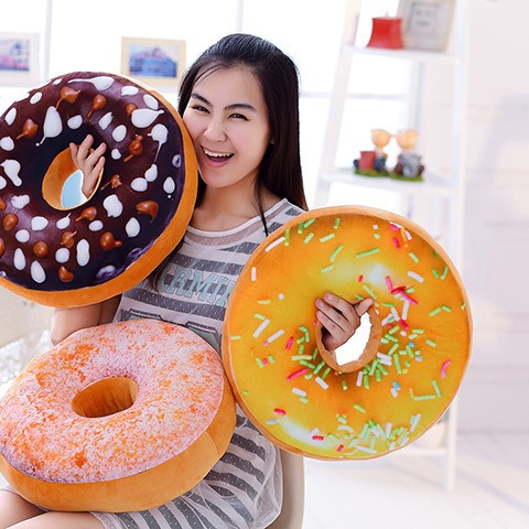 一件代发甜甜圈可爱卡通加厚可折叠坐垫办公室椅垫靠垫抱枕汽车垫