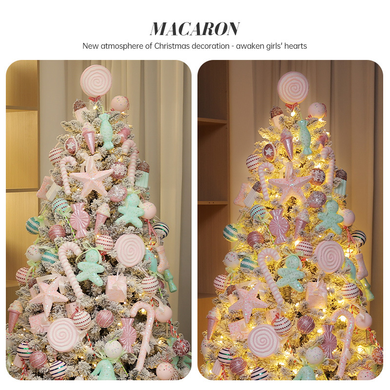 árbol de navidad, árbol de navidad, decoración de navidad, macarón flocado, árbol de navidad, paquete de árbol grande