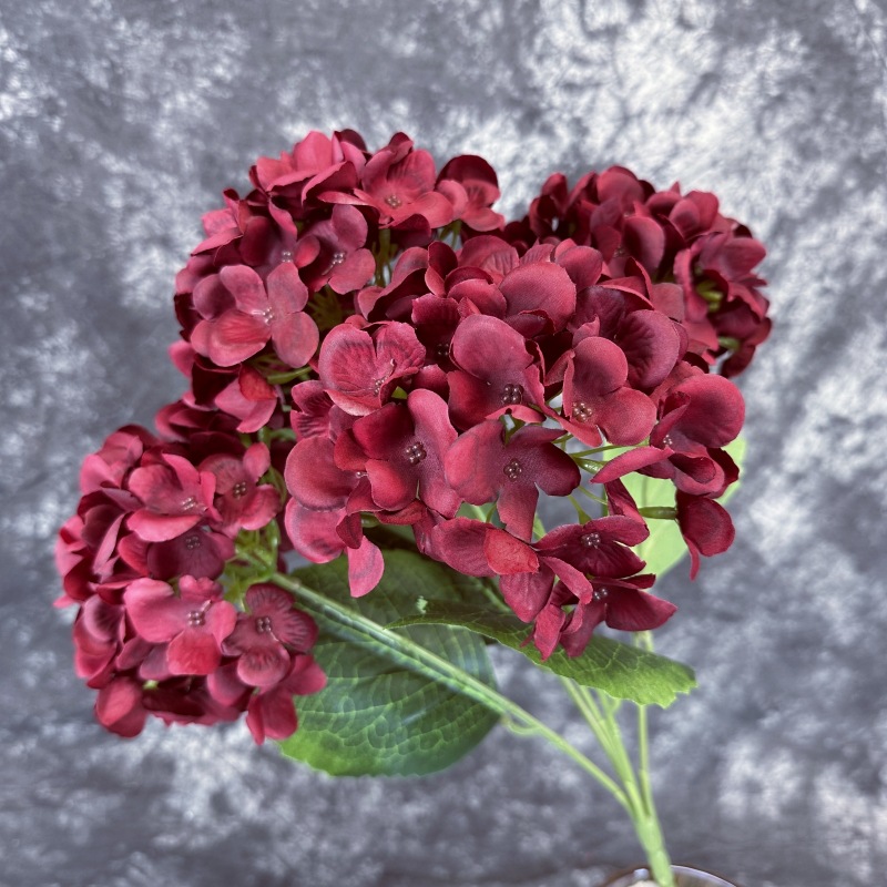 Mallorca artificial flor 5-cabeza hortensia hogar decoración de la boda de la flor de la pared arreglo paquete 5-tenedor hortensia grande tela de seda flor falsa