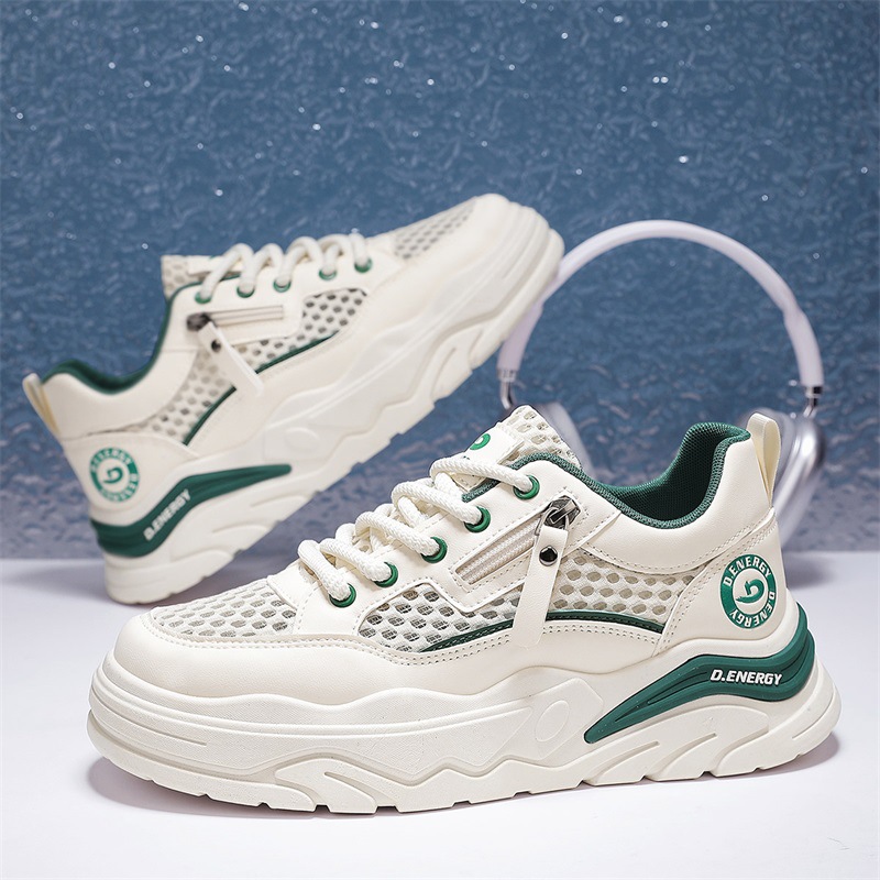 Zapatos de malla para hombre verano transpirables huecos diarios todo-fósforo casual suela gruesa a juego estilo deportivo nuevos zapatos de moda para hombre