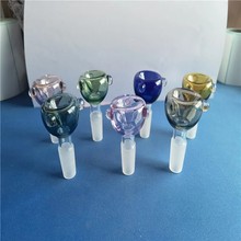 圆形三点彩色泡头 玻璃小斗 14mm公塞磨砂口烟锅 水烟枪配件bowl