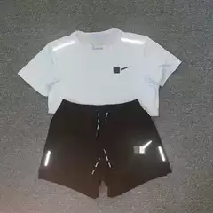 Cross border sports training suit set, summer quick drying shorts, sports short sleeved sportswear, track and field fitness, men's and women's running