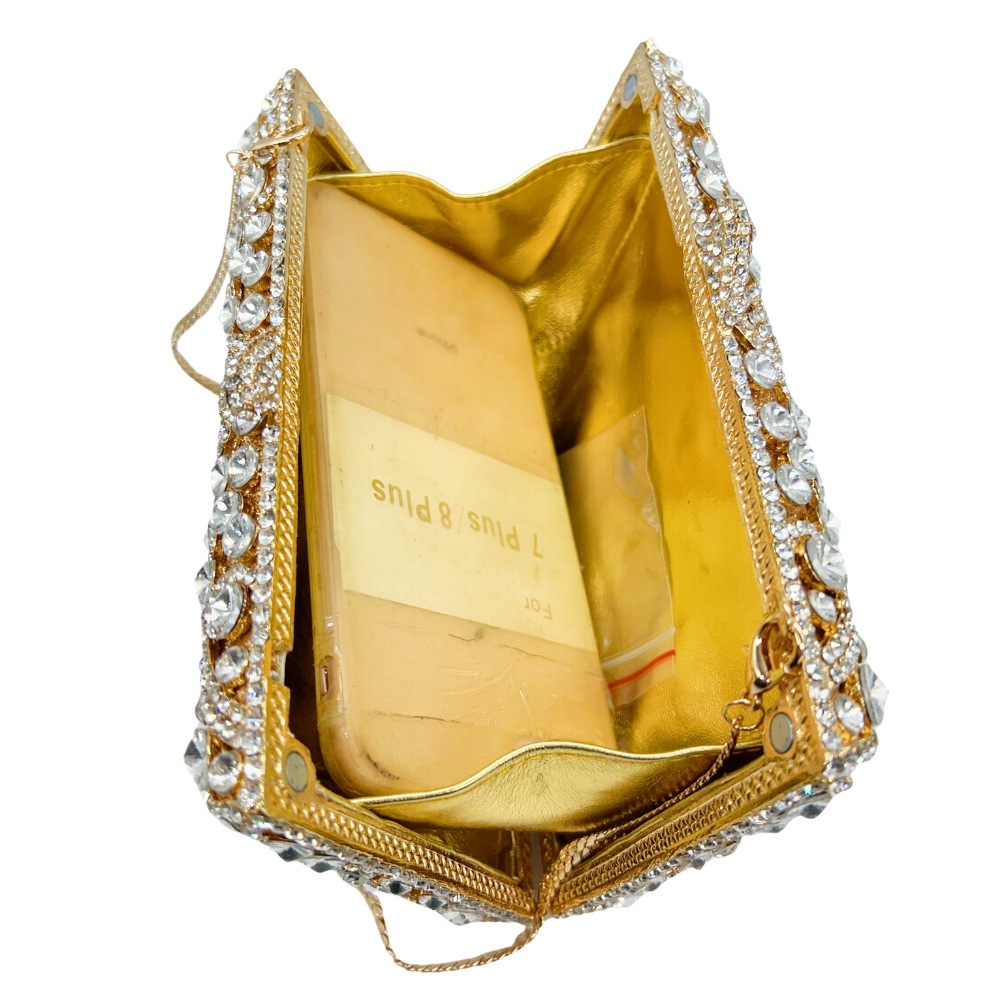 Bolsa de embrague de lujo para damas con diamantes bolsas de maquillaje de cena bolsas de mano huecas bolsas de joya de diamante gris