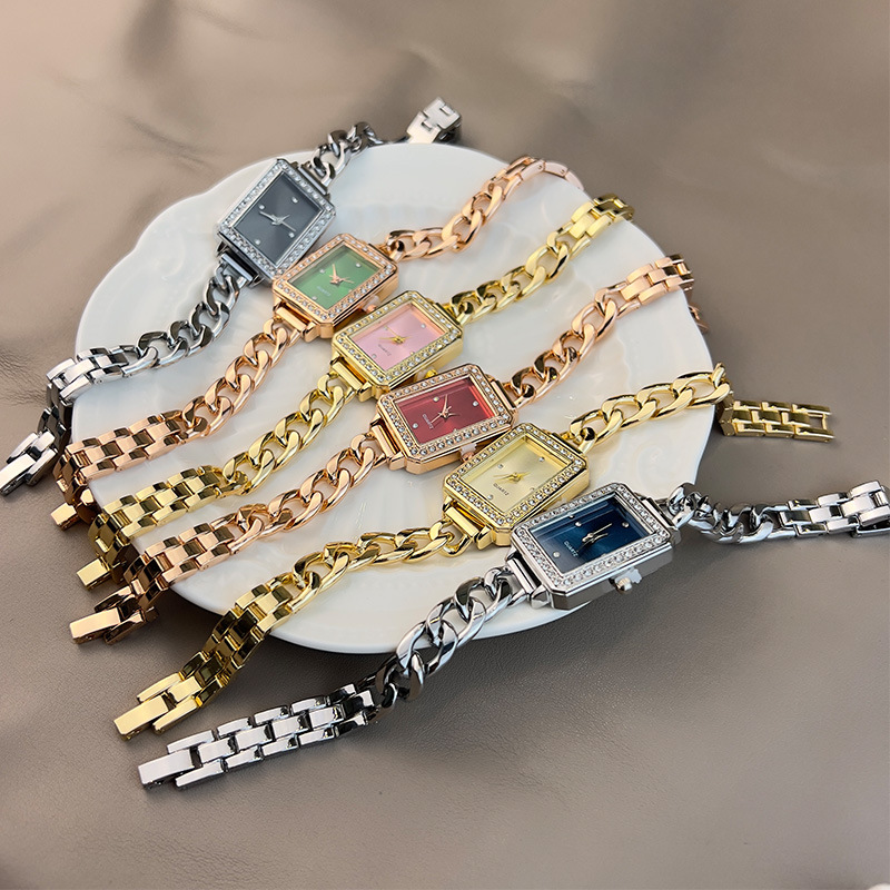 50g Weight Ordinary Glass Mirror Material Alloy Strap Material Watch Classification Pointer Display Type Single Folding Buckle Buckle Style Rectangle Dial Shape Daily Occasion Quartz Movement Geometric Pattern Women's Gender Simple Style Style Simple Style Geometric Single Folding Buckle Quartz Women's Watches 24