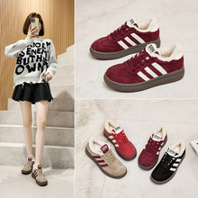 羊羔毛德训鞋2024秋冬新款阿甘鞋板鞋软底轻便学院风休闲鞋