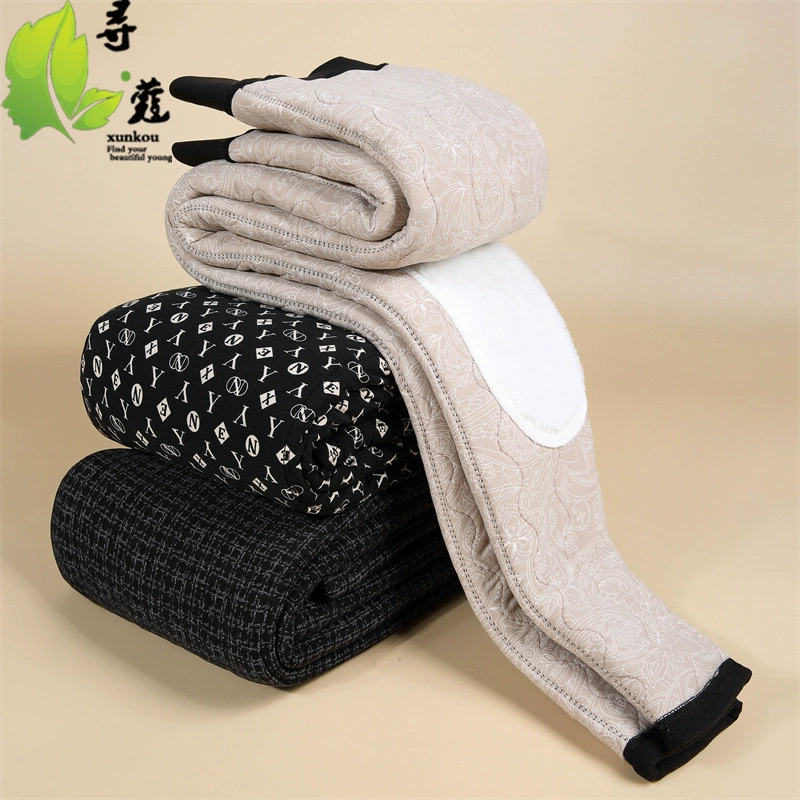 Брюки для мам, зимние утепленные повседневные хлопковые брюки на флисовой подкладке, брюки До Колена Для Женщин среднего и пожилого возраста, теплые хлопковые брюки, женские брюки для верхней одежды