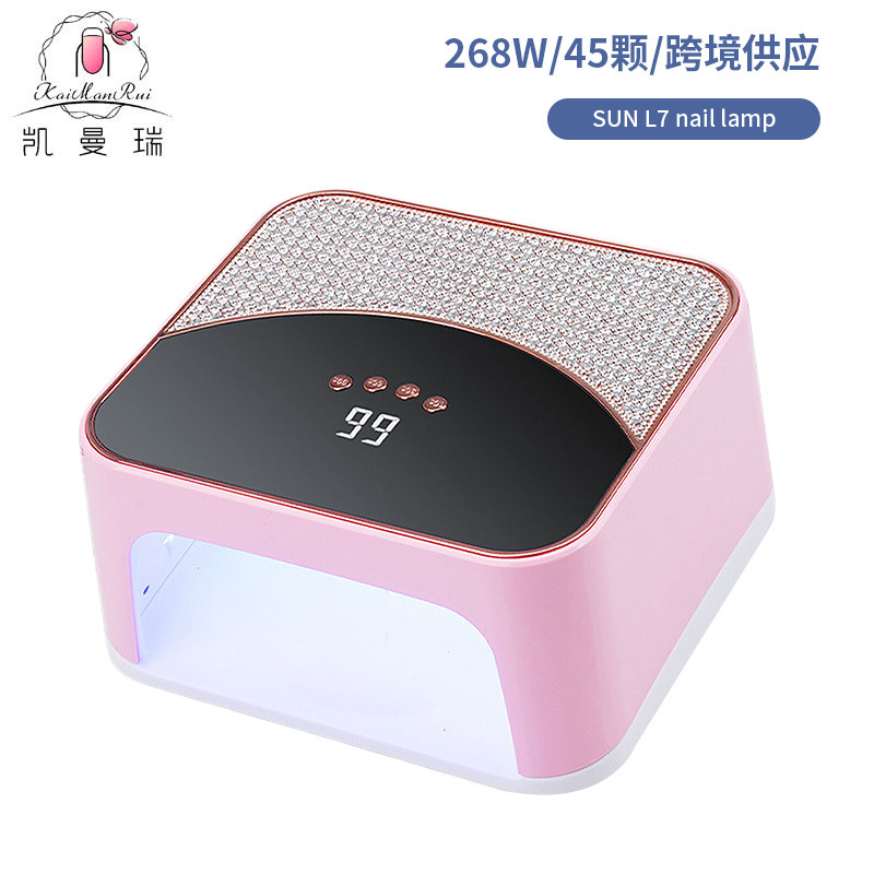Lámpara de manicura transfronteriza, lámpara de fototerapia de manicura cuadrada de diamante, lámpara de parrilla de manicura de secado rápido, 268W para tienda de manicura de alta potencia
