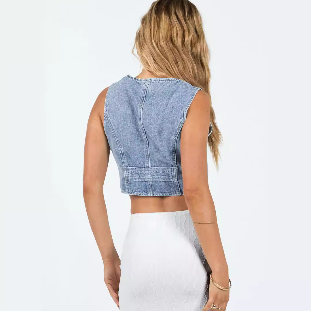 BLAISE™ Sleeveless Denim Crop Top