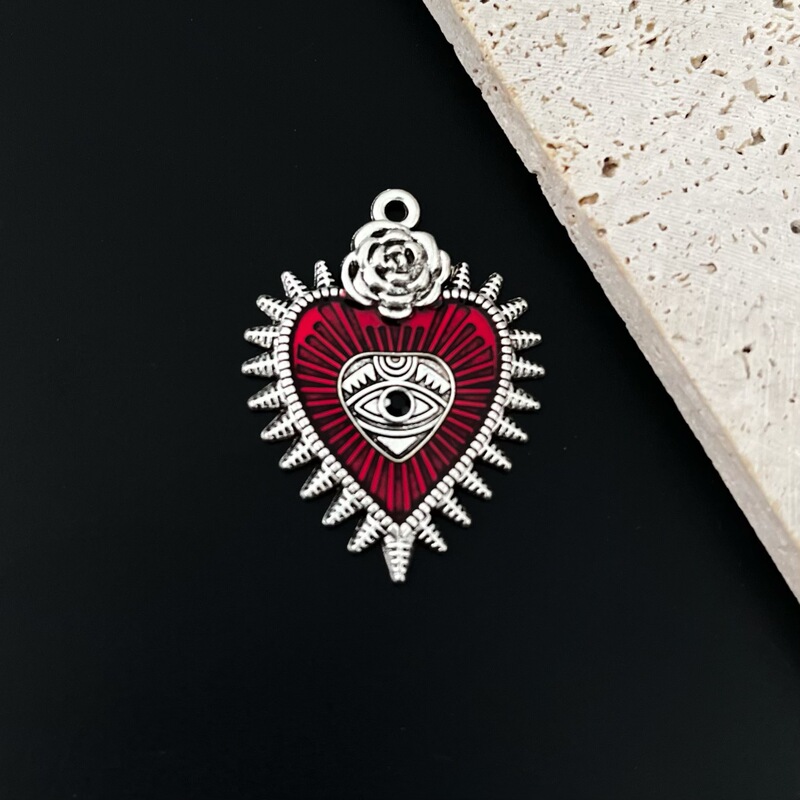 Alloy DIY Jewelry Accessories Dark Gothic Style Personalized Enamel Heart Eye Cross Pendant