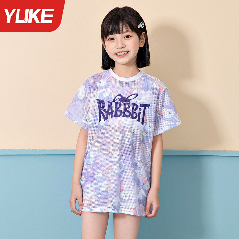 子供水着女の子スプリット長袖ズボン日焼け止め水着 2025 新しい中型および大型子供女の子温泉水着|undefined