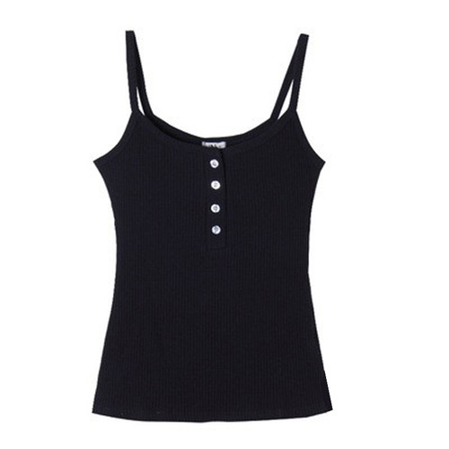 260g high-quality cotton camisole women's summer button-down 2024 new bottoming inner U-neck pure lust halter top