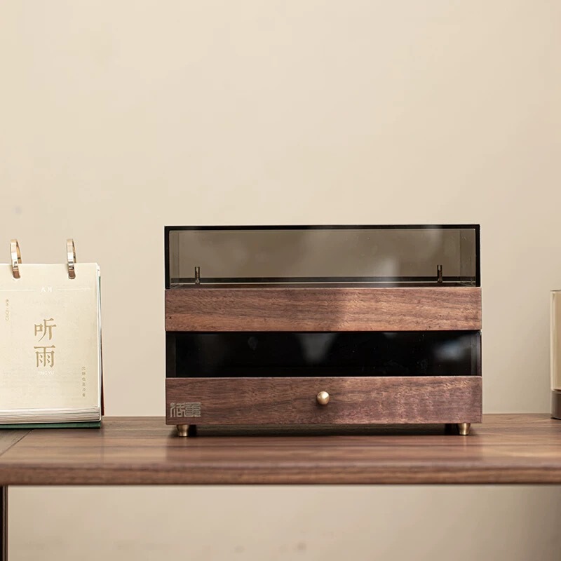Walnut Tea Cake Cabinet Tea Cake Storage Box Solid Wood Tea Set Tea Cup Tea Room Tea Set Accessories Watch Jewelry Storage Cabinet