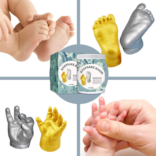 3D baby three-dimensional hand mold powder souvenir creative hand and footprint children's full moon hundred days cloning model powder