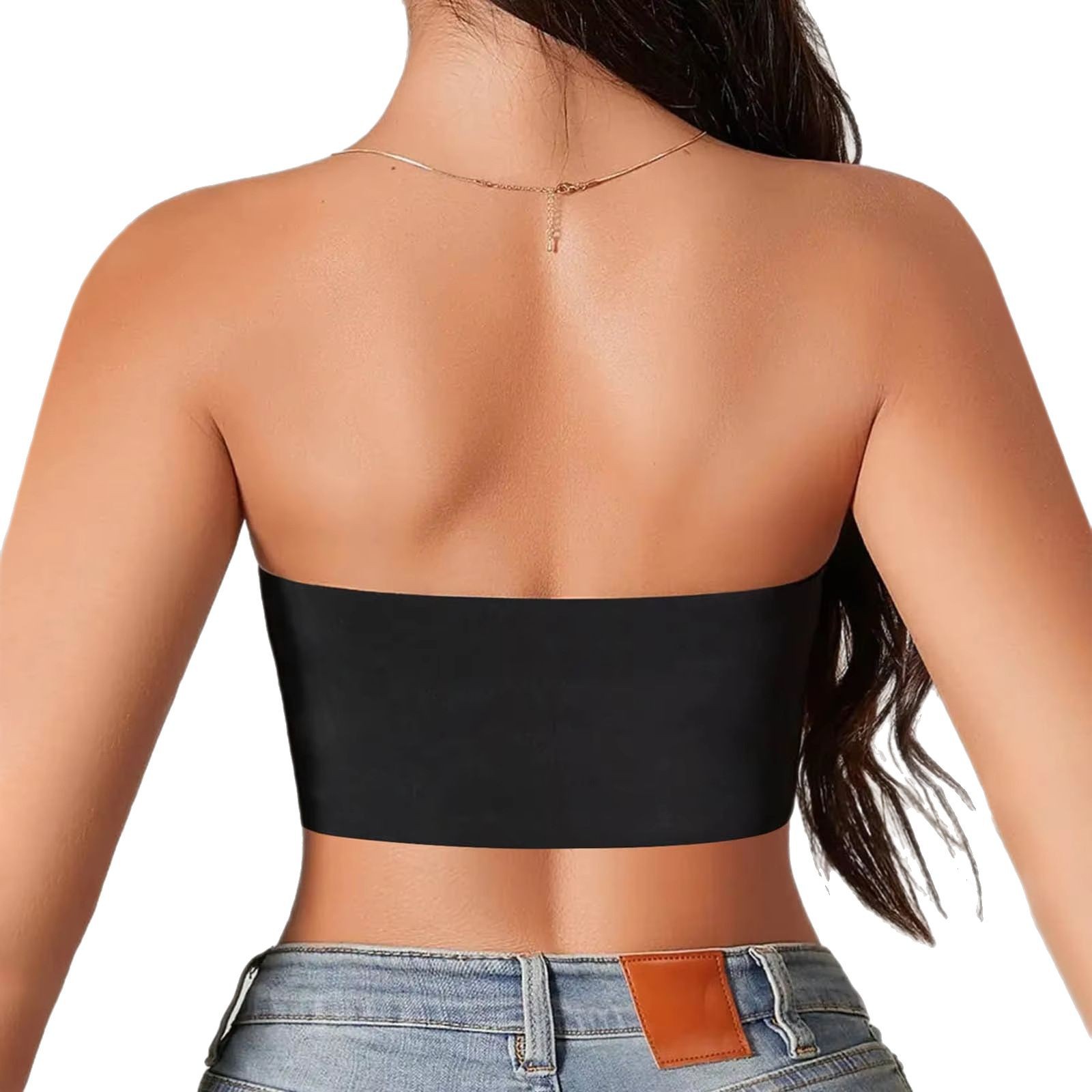 Bra de mujer sin costura sin correa de hombro, helado antideslizante sin anillo de acero, sujetador de diseño invisible cerrado del pecho