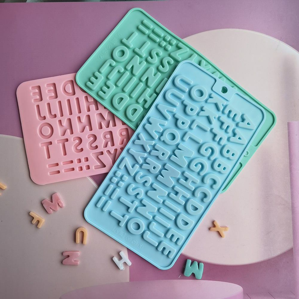 Silicone AA letras de chocolate molde inserción vela flip goteo molde de galletas molde de jalea pudín