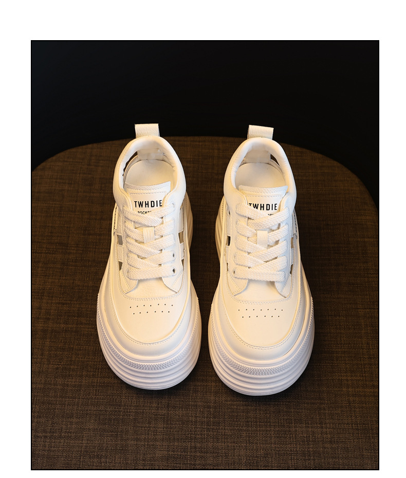 Giày sneaker nữ đế dày tăng chiều cao, phong cách thể thao — màu trắng chi tiết 18