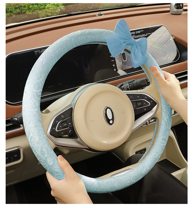 New Car Steering Wheel Cover for All Seasons and Summer, Non-Slip, Universal Fashionable Lace Female Cute Handlebar Cover, Cross-Border Supply