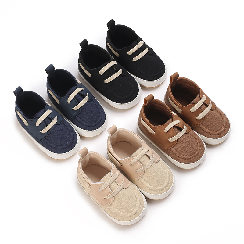 Spring and Autumn casual elastic band baby canvas shoes soft bottom baby shoes 0-1 years old baby toddler shoes