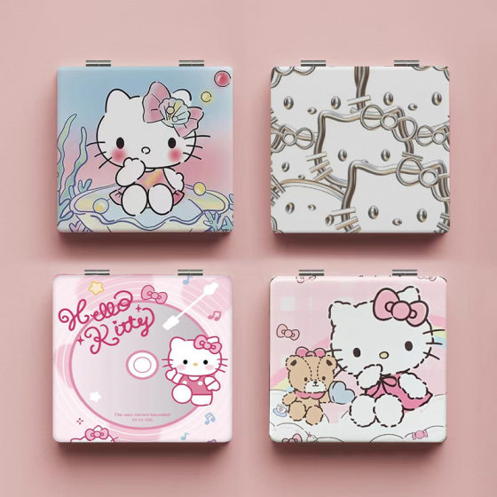 Hello Kitty Small Mirror Special Portable Cute Ins Style Foldable Makeup Mirror Student Dormitory Desktop Makeup Repair