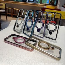 冰晶闪粉适用苹果17磁吸手机壳支架iPhone17Promax防摔保护套批发