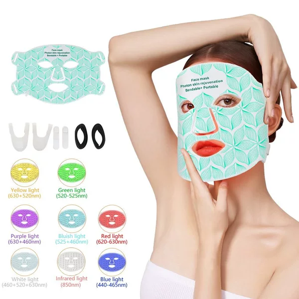 Cross-Border Hot-Selling Led Beauty Mask, Home-Use Photon Mask Device with Neck Red Light Panel, Beauty Equipment