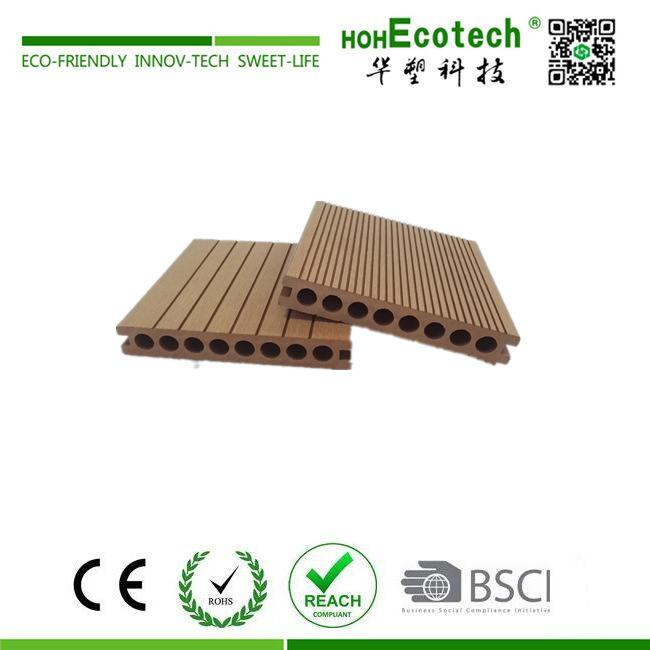 Fábrica de piso de madera de plástico al aire libre agujero redondo piso de madera de plástico 150*24 ingeniería al aire libre cuadrado decorativo agujero placa anti-corrosión image 3