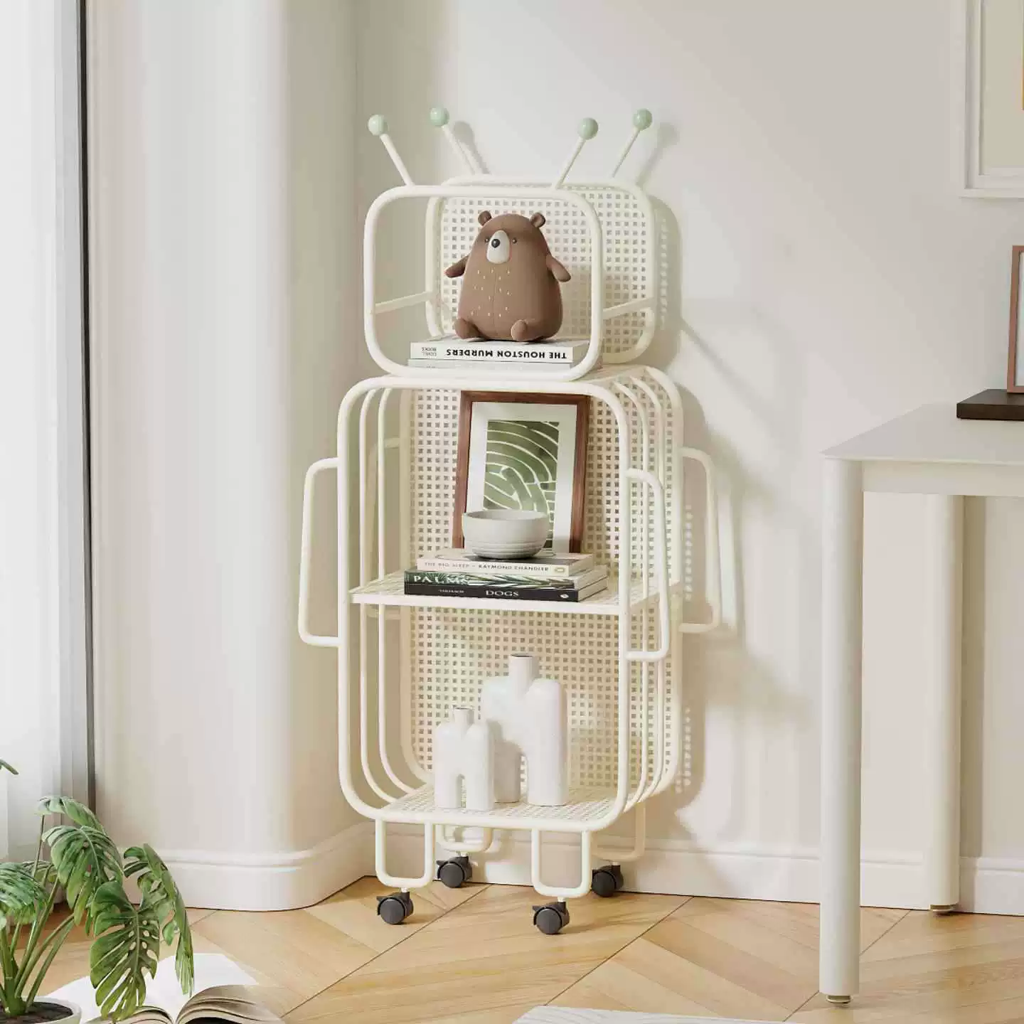 Современная домашняя железная тележка для хранения, креативная съемная стойка для хранения роботов, простая напольная многослойная полка