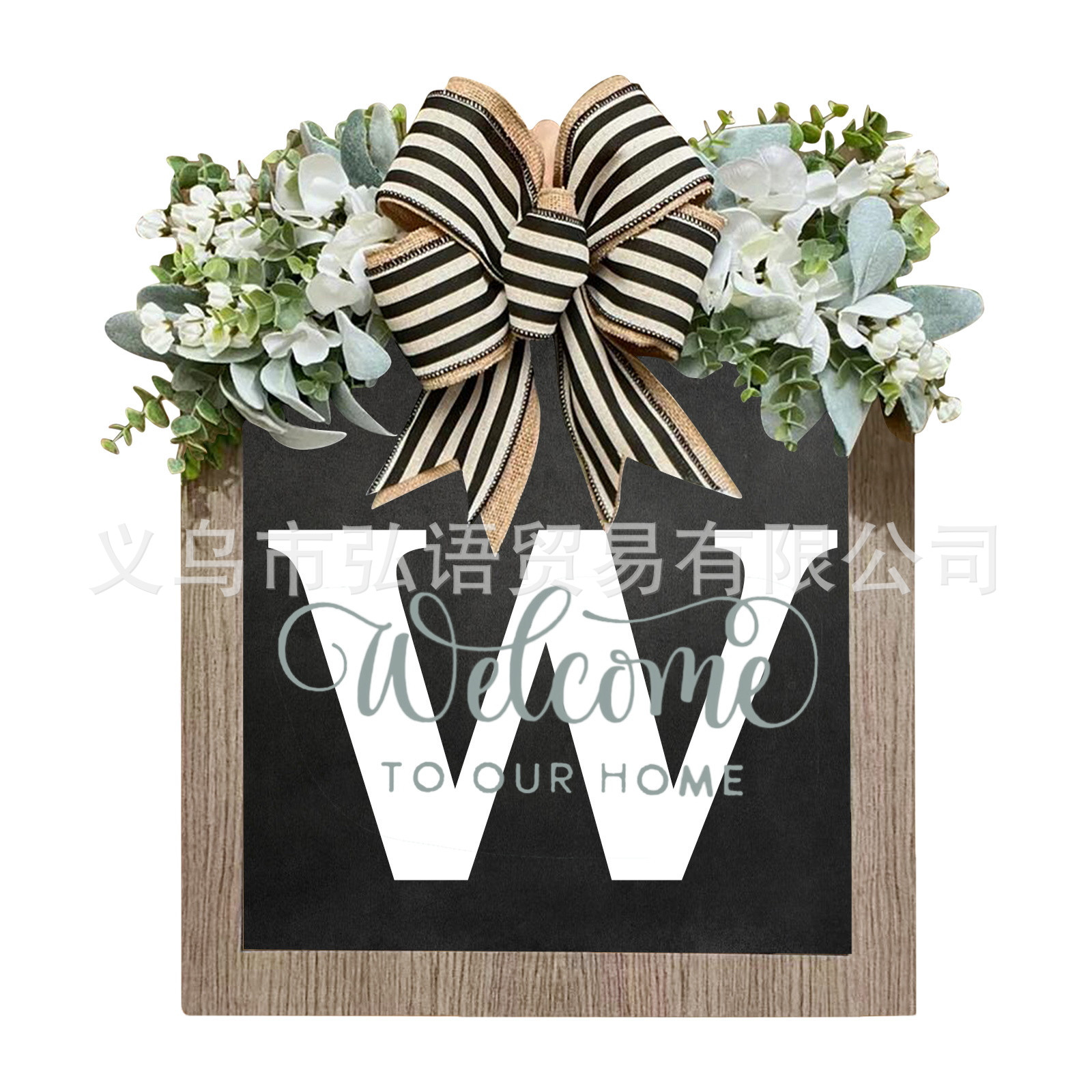 Transfronterizo Apellido Año Ronda Puerta de entrada Wreath26 letras mariposa Placa de puerta Decoración