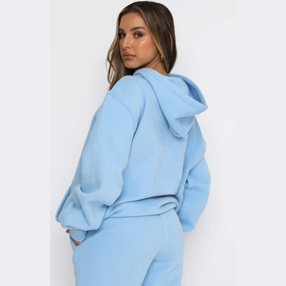 Ensemble Décontracté Femme À Capuche Avec Pantalon Et Poches_voghion.com