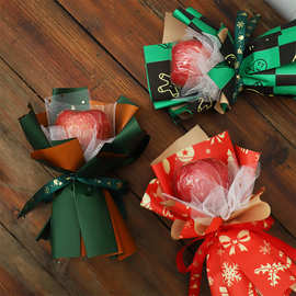 圣诞节苹果花束包装材料套餐批发圣诞节礼品包装材料圣诞包装纸